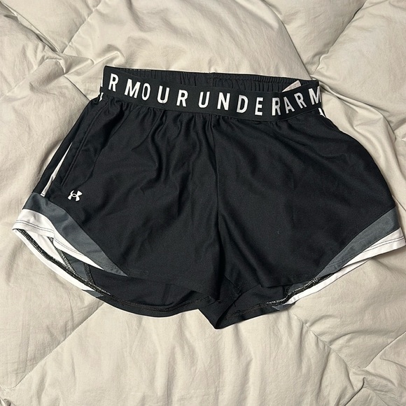 Slightly used Under Armour shorts. Black with white and gray. - Picture 1 of 3
